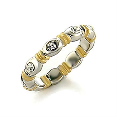JCE148-1.5 Matte Gold & Rhodium Brass Toe Ring with Top Grade Crystal  in Clear-1.5